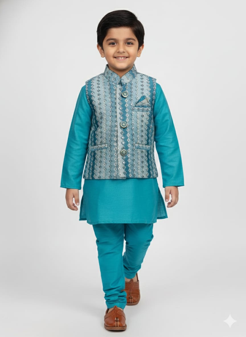 FIROZI KURTA SET WITH SEQUENCE WAISTCOAT