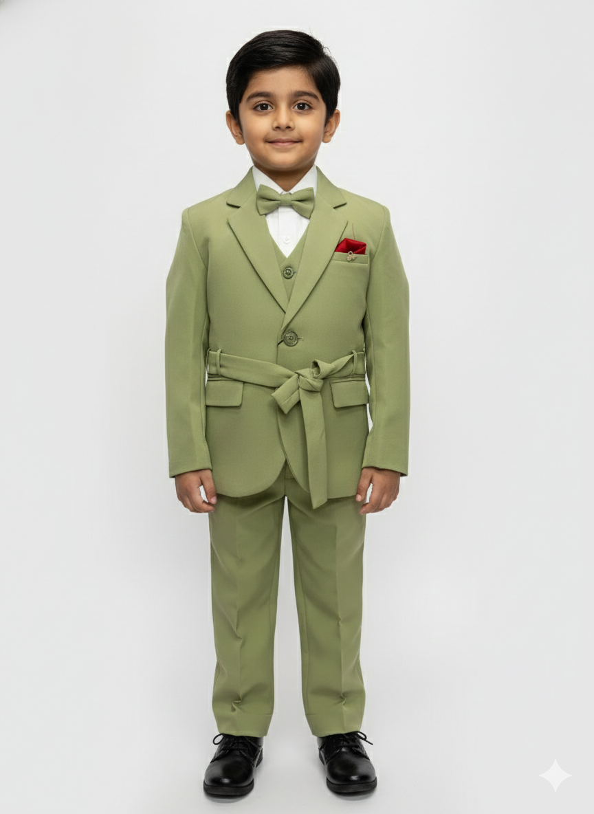 GREEN SUIT WAISTCOAT SET WITH BELT