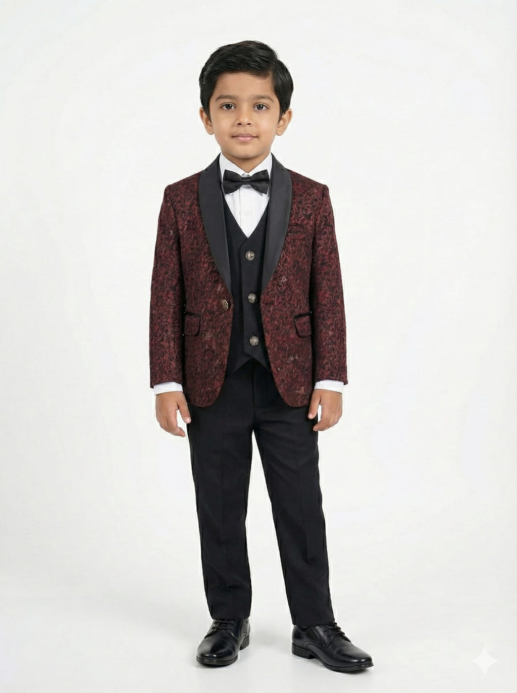 WINE EMBOSED SUIT BLACK COTY SUIT FOR BOYS