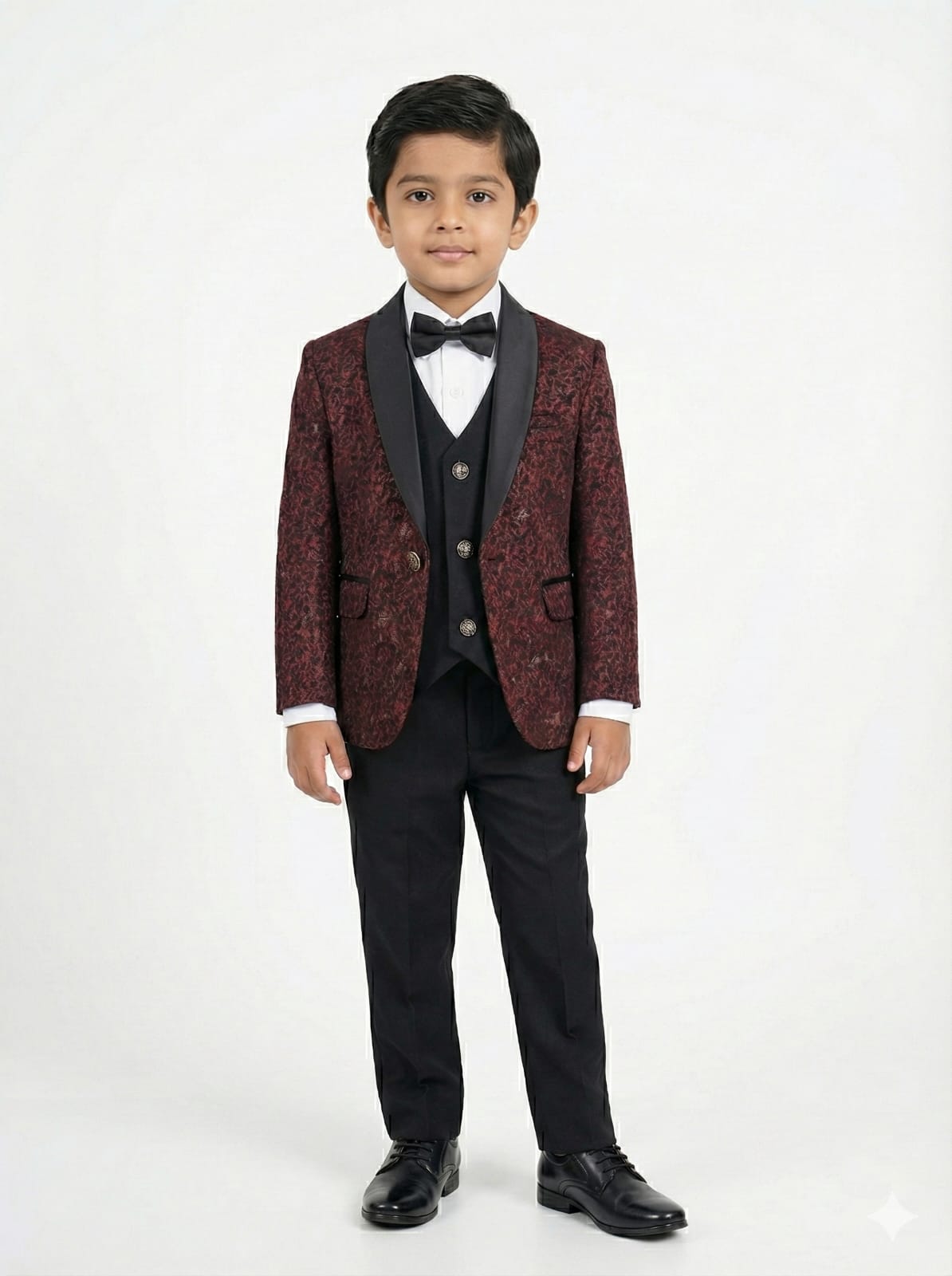 WINE EMBOSED SUIT BLACK COTY SUIT FOR BOYS