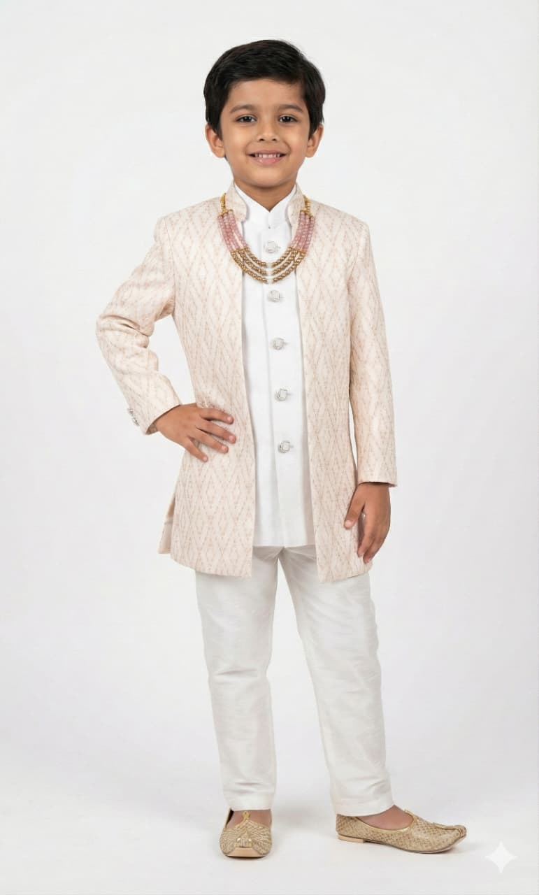 PEACH JACQUARD OPEN INDOWESTERN WITH COTY PANT