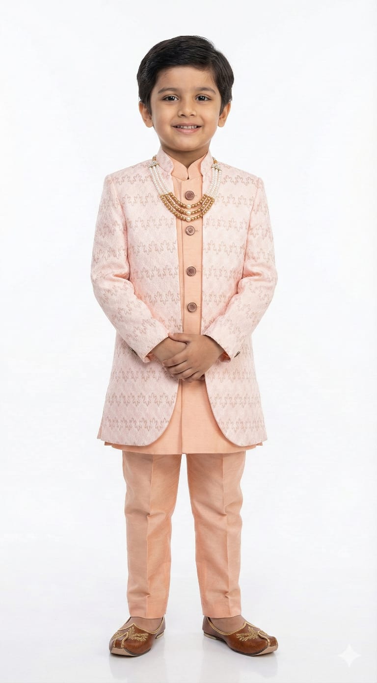 PEACH JACQUARD OPEN INDOWESTERN WITH COTY PANT
