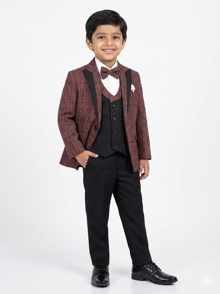 CHECKS SUIT WITH DESIGNER WAIST COAT SUIT FOR BOYS