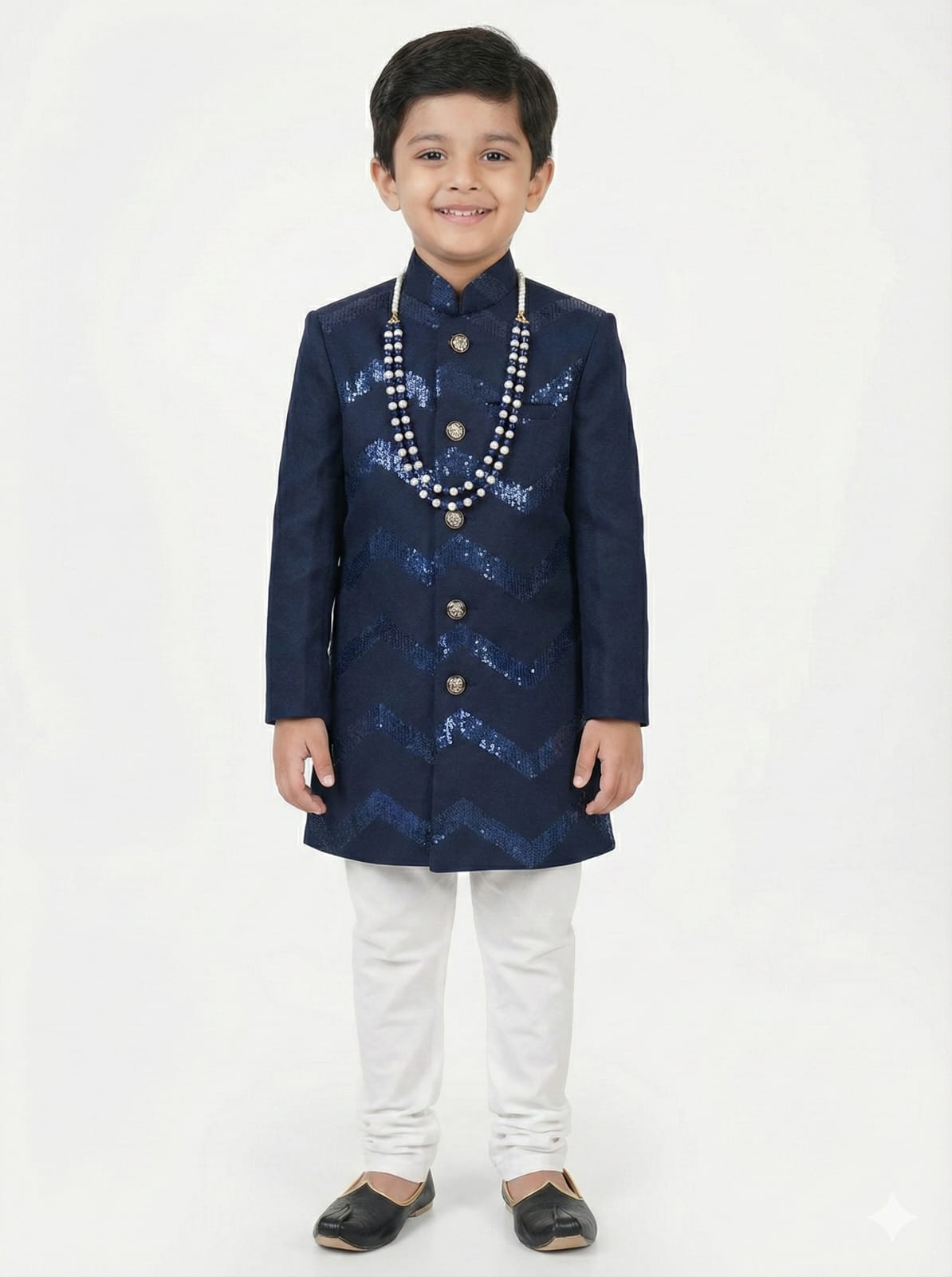 NAVY ZIG ZAG SEQUENCE SUITING TEXTURE INDO