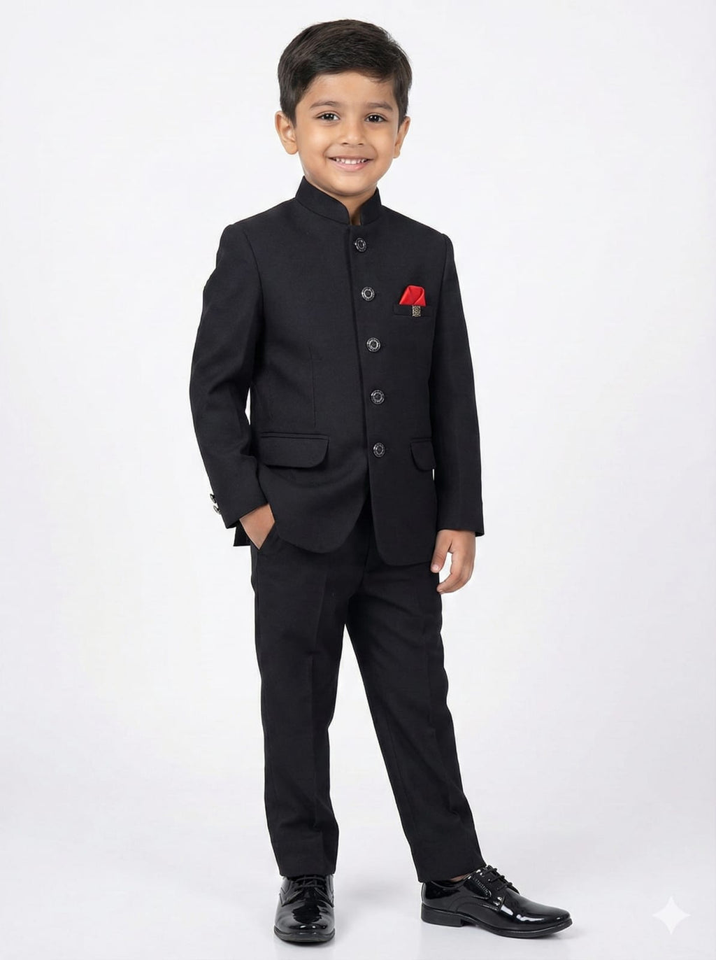 Z BLACK SUITING JODHPURI SUIT WITH PANT FOR BOYS