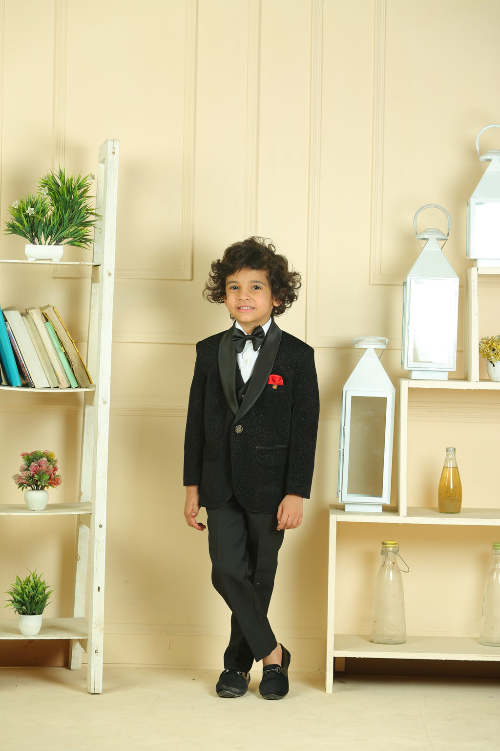 BLACK VELVET SUIT WITH BLACK COTY SET 5 PCS