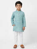 MINT GREEN PRINTED SEQUENCE KURTA PANT SET
