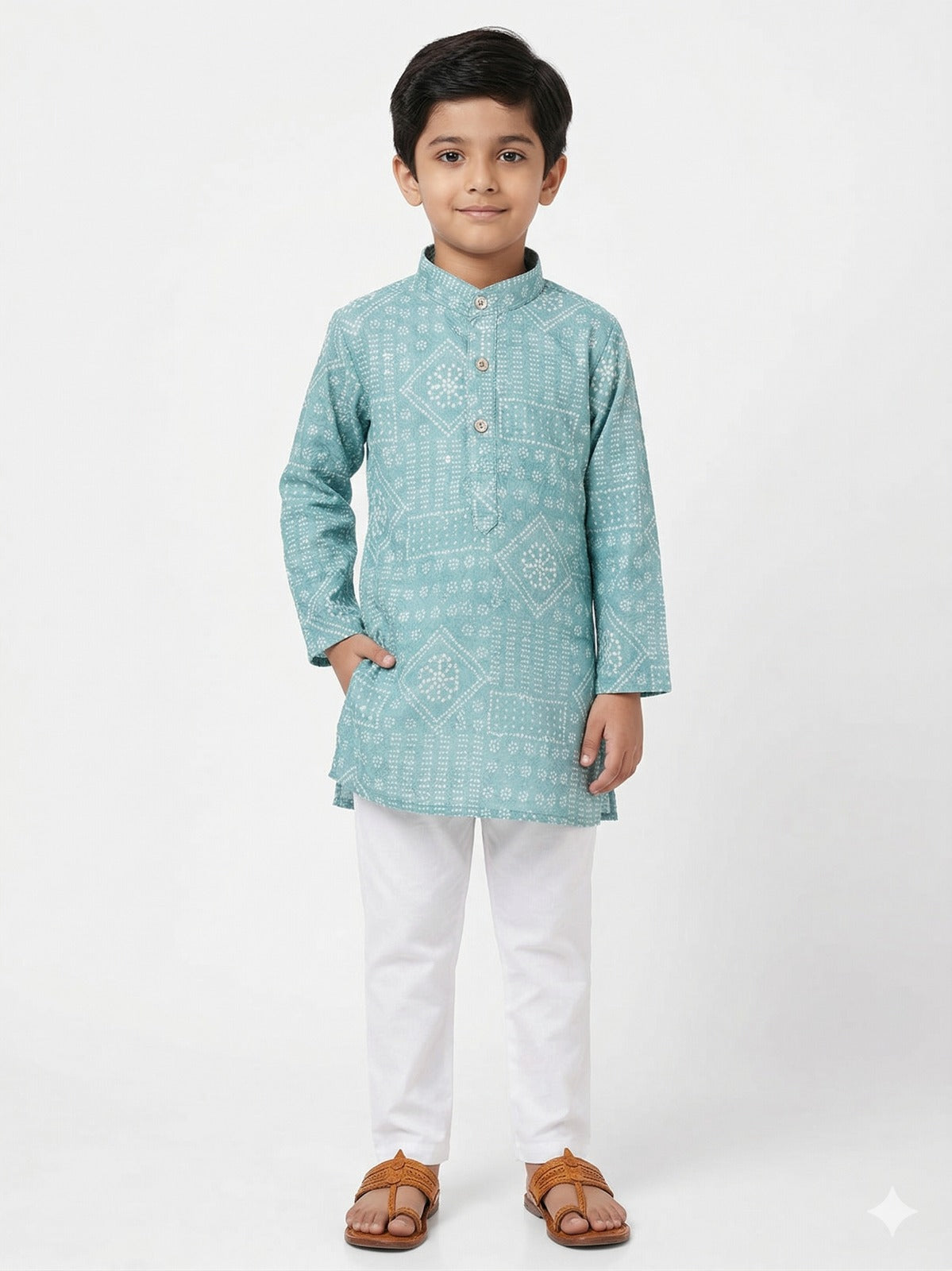 MINT GREEN PRINTED SEQUENCE KURTA PANT SET