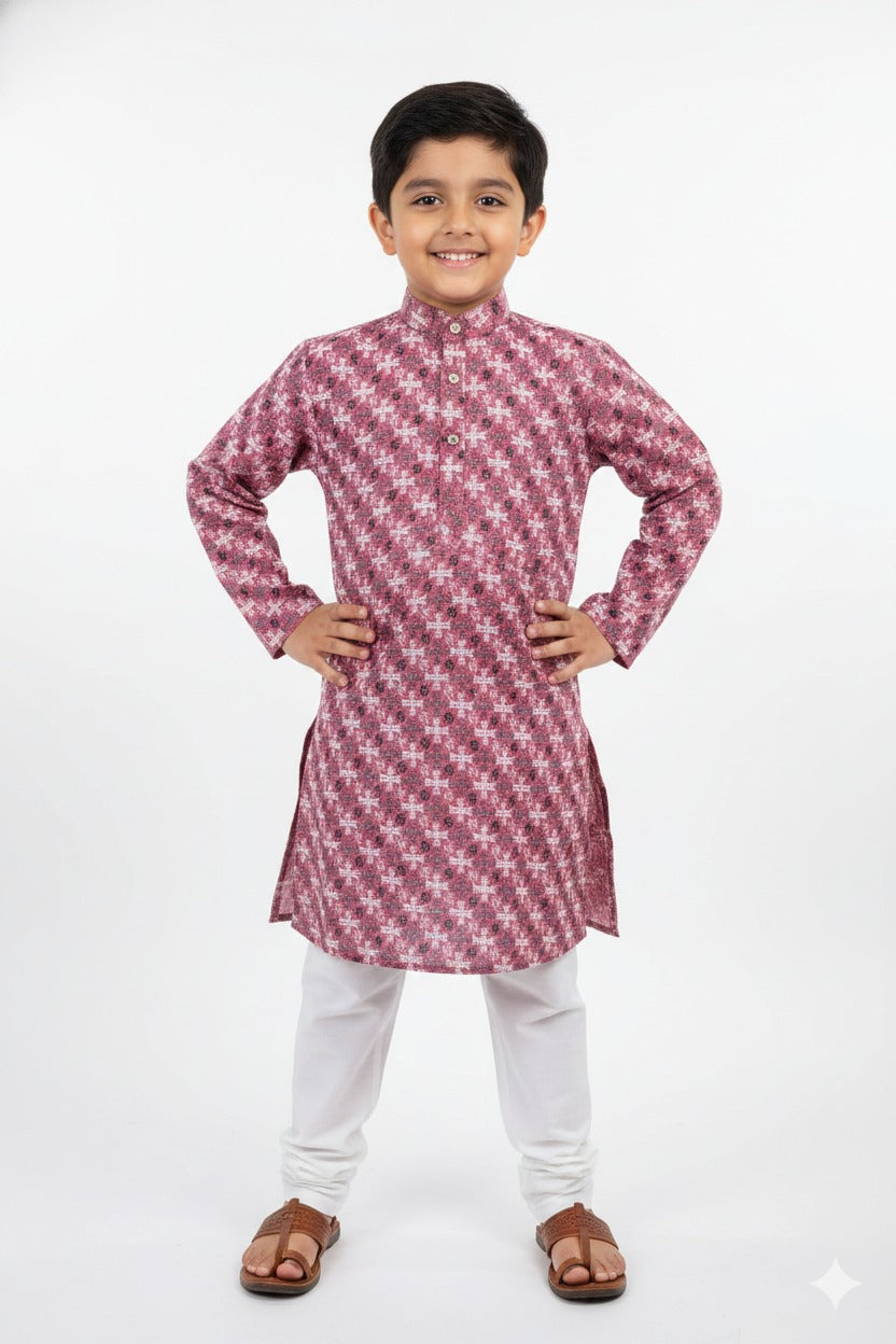 PEACH SEQUENCE EMBROIDERY KURTA SET